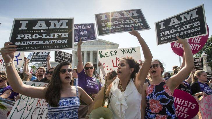 Anti-abortion activists demonstrate in front of the Supreme Court in Washington. Photo: Scott Applewhite