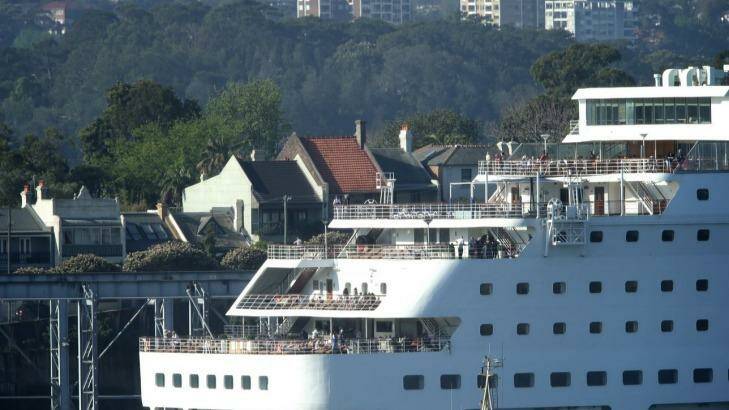 New fuel: A cruise liner at White Bay, Balmain, where residents are up in arms about the vessels' emissions. Photo: Wolter Peeters