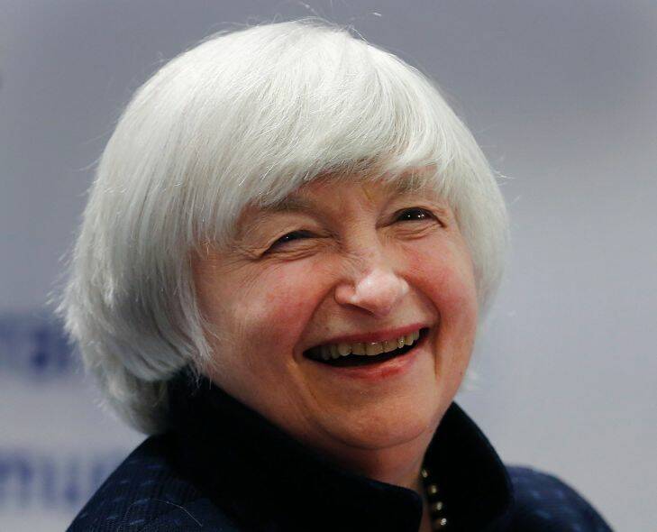 Janet Yellen of the US Federal Reserve smiles as she takes part in the Policy Panel of the European Central Bank in Frankfurt, Germany, Tuesday, Nov. 14, 2017. (AP Photo/Michael Probst)