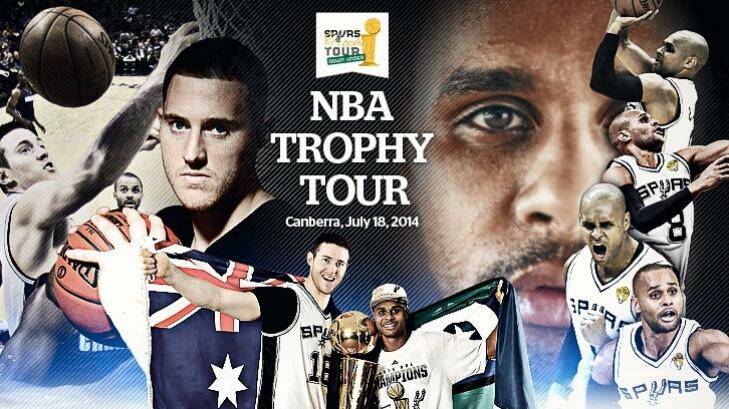 This limited edition <i>The Canberra Times</i> poster will be available at Friday's Civic reception for Patty Mills and Aron Baynes to sign.