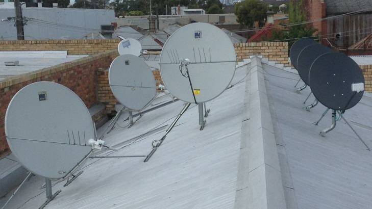 Satellite dishes on the roof of the testing facility in Brunswick. Photo: nbn