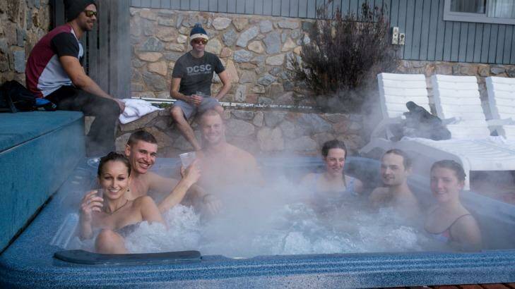 In the spa at the Thredbo Alpine Hotel.