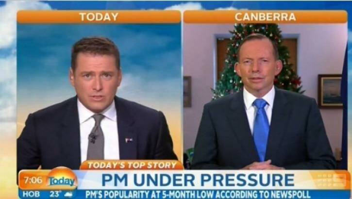 Asking the tough questions: Karl Stefanovic quizzes Tony Abbott. Photo: Screen grab: Today Show