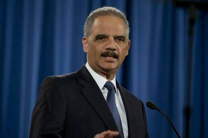 Attorney General Eric Holder speaks at the Justice Department in Washington. Photo: Carolyn Kaster