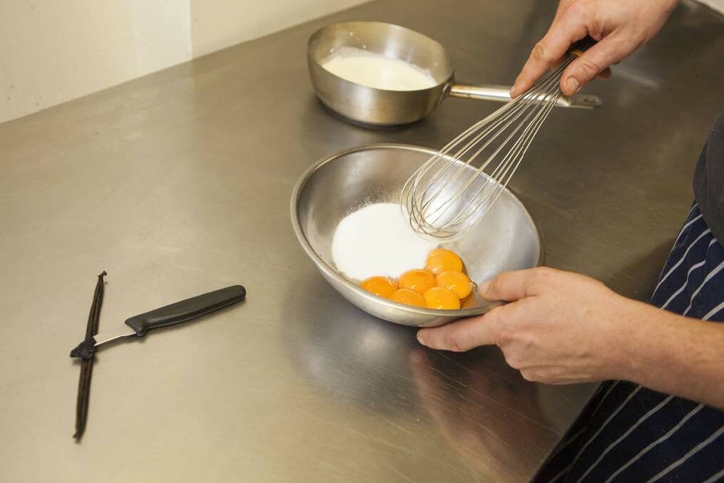Preheat oven to 140C then mix egg yolks and caster sugar in a bowl until combined. Photo: Glenn Hunt/Getty Images