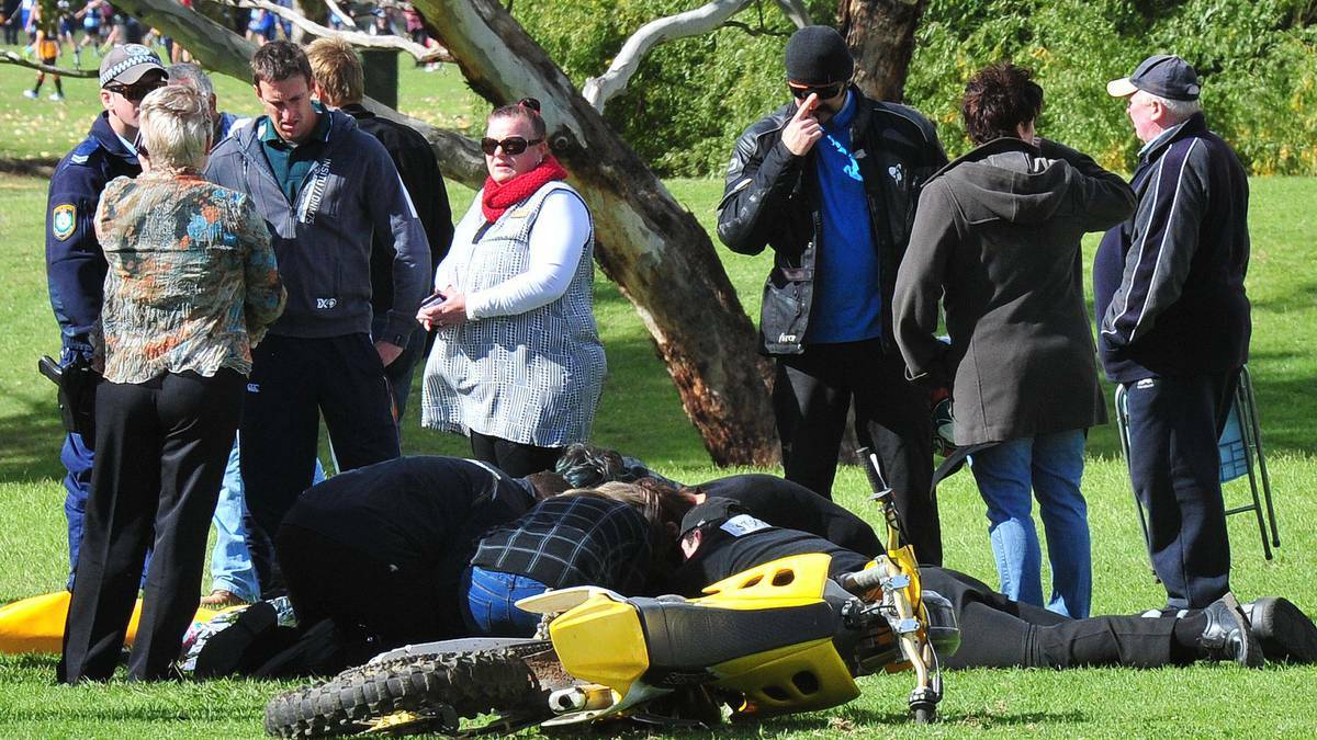 HORROR: The scene after Thursday's incident at Jubilee Park in Wagga.