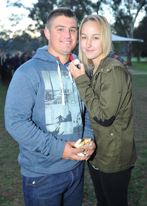 Dawn service at Kapooka. Blake Gardiner and Niquile Radnedge of Wagga. Picture: Kieren L Tilly