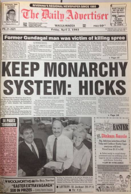 The front page of The Daily Advertiser on April 2, 1993.