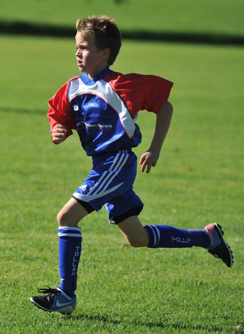 Junior soccer. Caelan Gray from Tolland Cubs, fillling for Henwood Park. Picture: Laura Hardwick 
