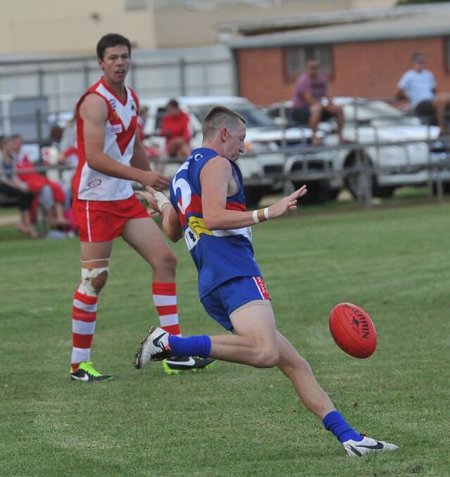 RFL. Griffith v Turvey Park. Chase Grentell and Griffith's Micheal Griffiths. Picture: Laura Hardwick 