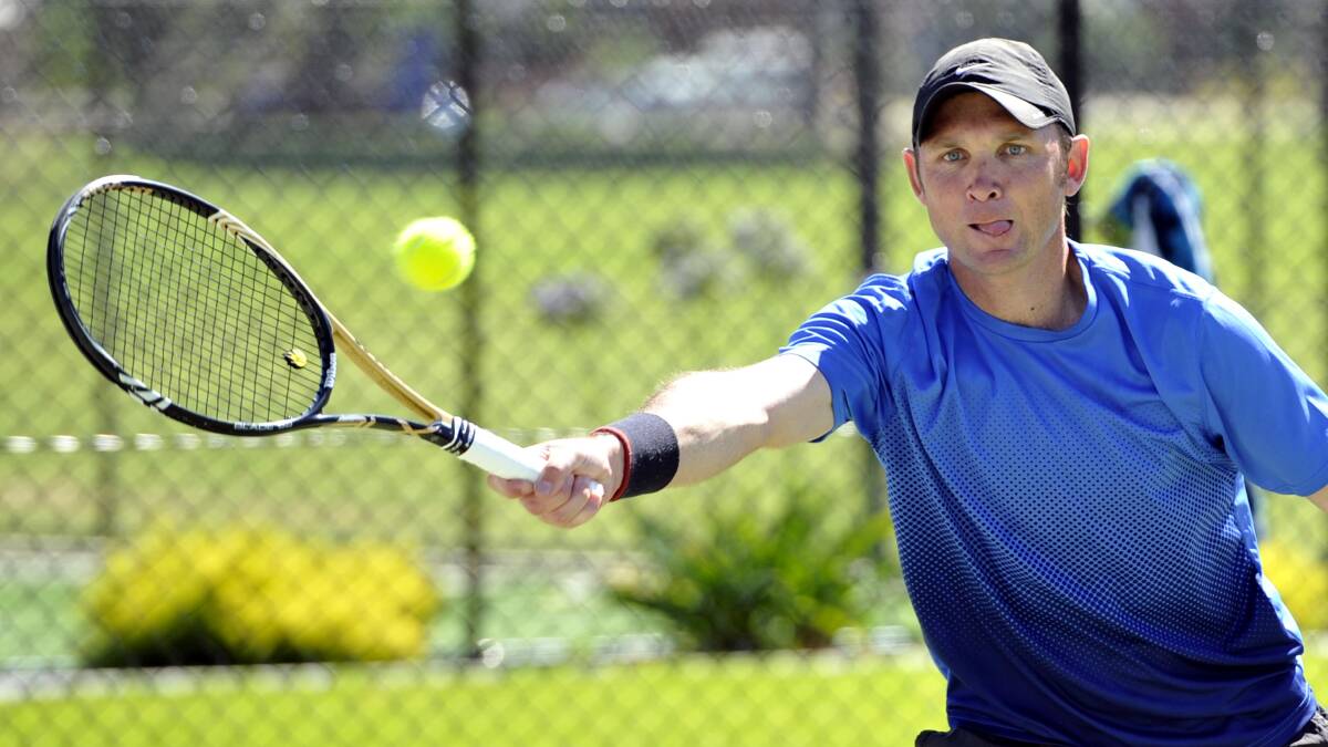 Albury tennis champion Jade Culph is a picture of concentration during his Australia Day Open grand final showdown with Alexandra De Jong. Picture: Les Smith