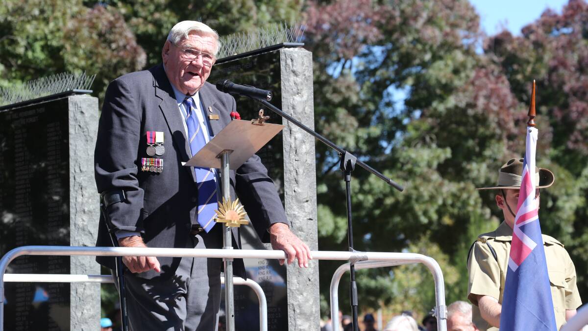 Anzac Day in Griffith. Jim McGann. Picture: Anthony Stipo 