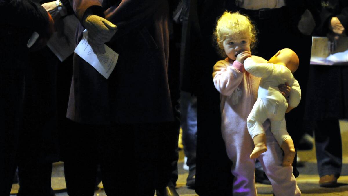 Dawn service in Wagga. Rosemary-Jean Privett, 2, of Wagga. Picture: Les Smith