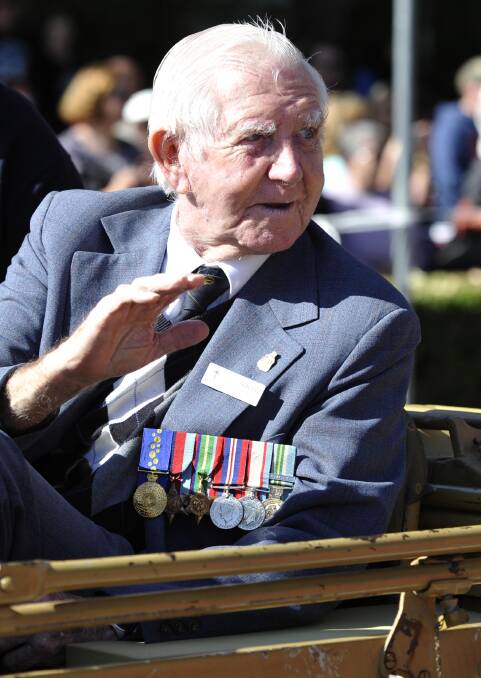 Anzac Day march down Baylis Street. World War II veteran Don Paul. Picture: Les Smith
