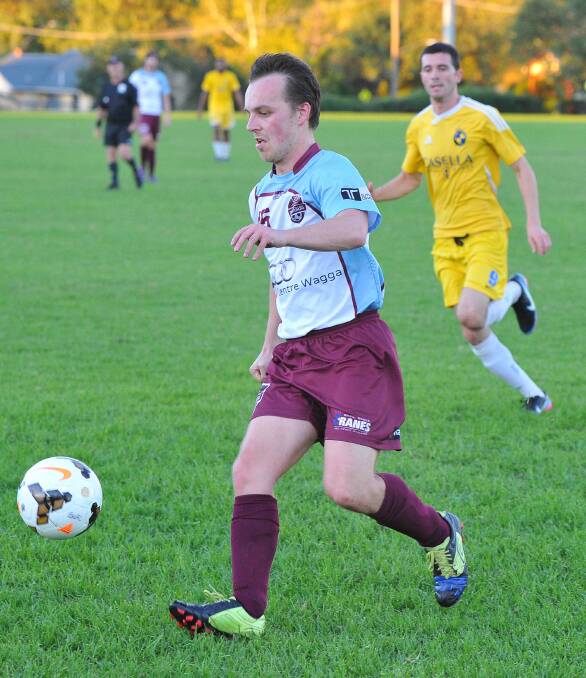 Griffith soccer. Eastern Wanderers v Yoogali. Abram Meredith with the ball. Picture: Kieren L Tilly