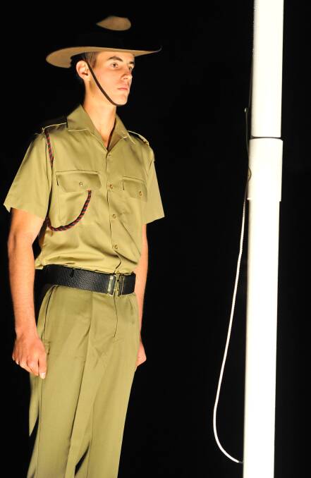 Dawn service at Kapooka. Catafalque party member Recruit Kyle Arestia. Picture: Kieren L Tilly