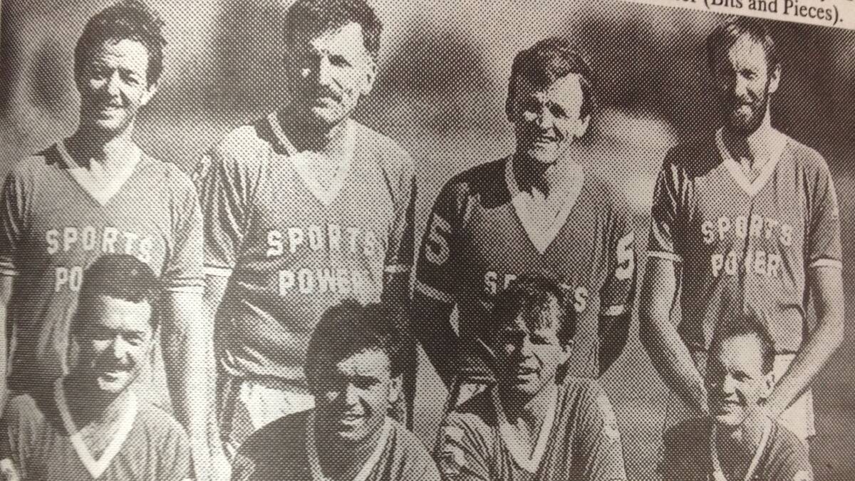 Berrigan's Sports Power in Wagga Touch Association's over 30-35 competition (back, from left) John Preston, Barry McColl, Warren McDonald, Keith Favell and (front, from left) Dave Smith, Adrian Attwood, Doug Charlton and Paul Ferrario.
