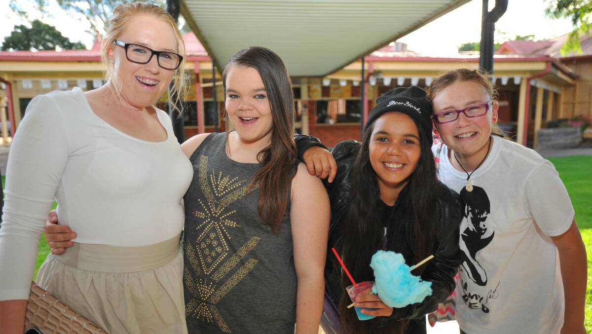 Maddison Behan, 15, Teannah Wright, 14, Claudia Haines, 14, and Emmiline Sandford, 15, all from Wagga. Picture: Kieren L Tilly 