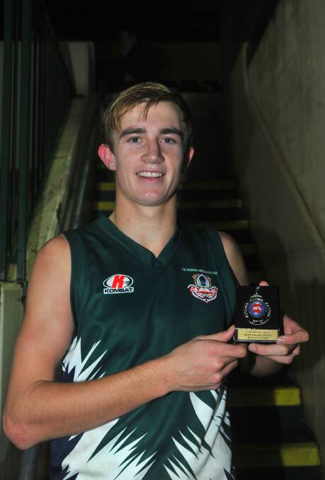 GOING PLACES: Dougal Howard, pictured for The Riverina Anglican College (TRAC) at last year's Carroll Cup, has been invited to the AFL Draft Combine.