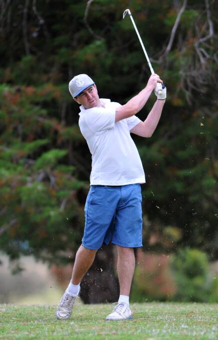SO CLOSE: Junee's Ben Lord tees off during the final round of the Wagga City Golf Club championships yesterday. Lord was beaten in a playoff.