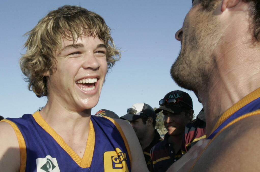 YOUNGER DAYS: A 17-year-old James Lawton celebrates the Lions' 2008 premiership win.