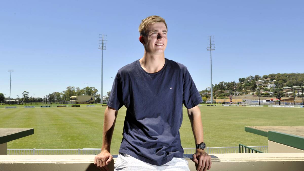DREAM COME TRUE: Wagga teenager Dougal Howard takes time out at Robertson Oval on Friday to come to terms with a whirlwind 24 hours where he was drafted to AFL club Port Adelaide. 