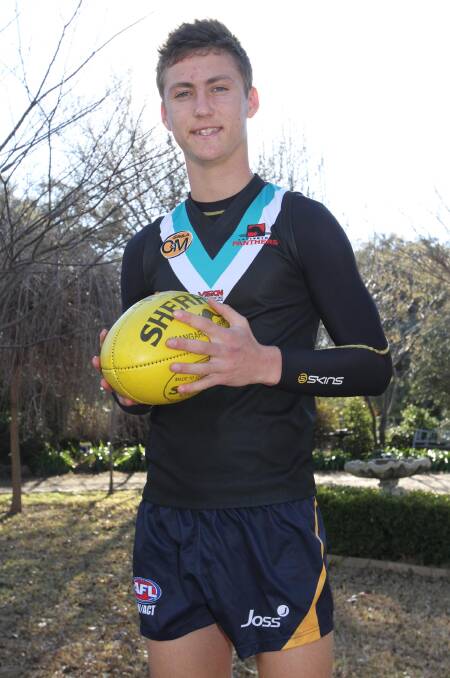 RISING STAR: Wagga teenager Connor Byrne at home yesterday before hopping in the car and heading to Lavington training in Albury. Picture: Laura Hardwick