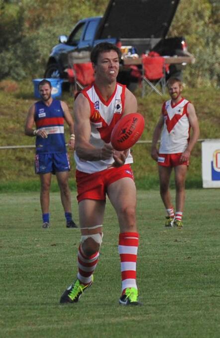 IN DOUBT: Griffith ruckman Michael Griffiths is in doubt for Saturday's clash with Mangoplah-Cookardinia United-Eastlakes due to a hamstring injury. 