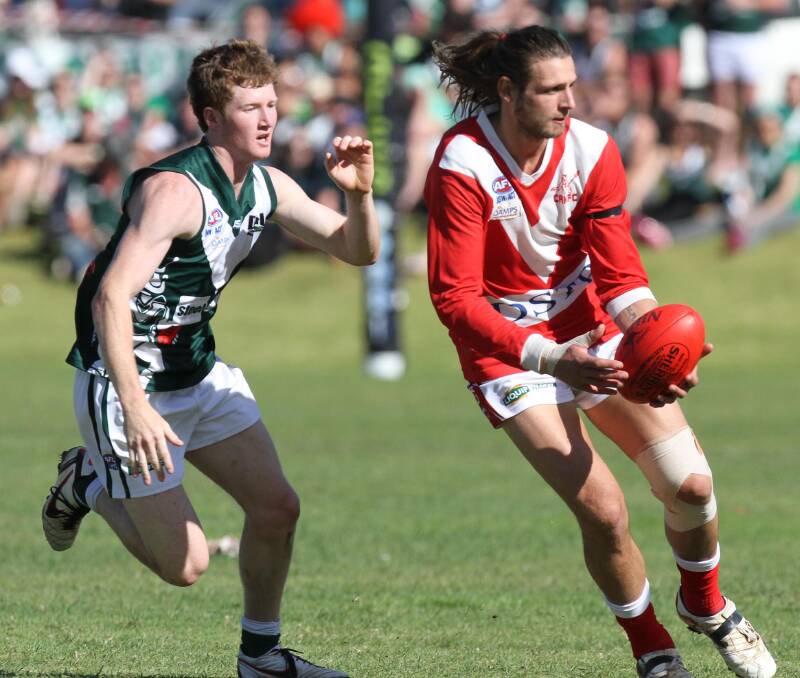ON THE MOVE: Collingullie-Ashmont-Kapooka's Josh Meiselbach (right) has signed with Farrer League club The Rock-Yerong Creek. 