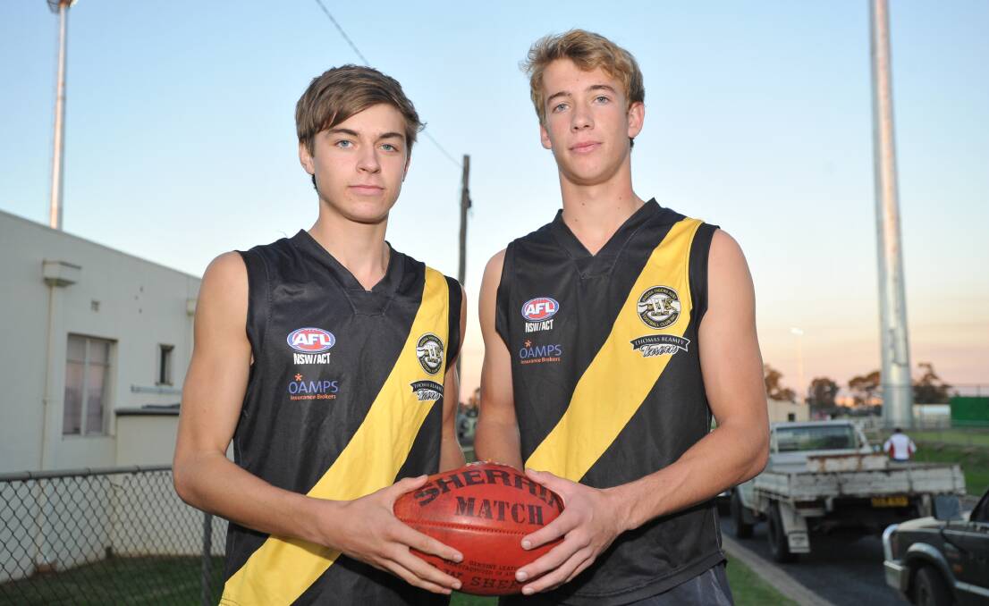 BIG MOMENT: Talented Wagga Tigers teenagers Jackson Kelly and Brady Morton will make their senior debut today against Collingullie-Ashmont-Kapooka at Robertson Oval. Picture: Laura Hardwick