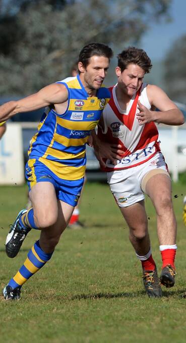 LOOKING GOOD: Mangoplah-Cookardinia United-Eastlakes is confident it has retained the services of gun midfielder Col Sanbrook (left) for another season. 