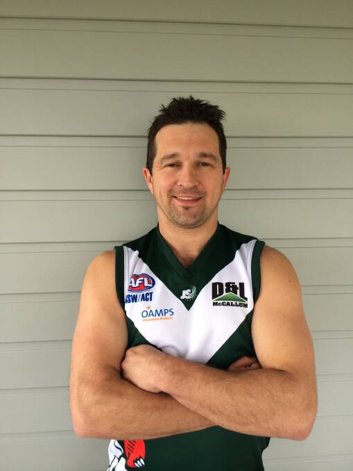WELCOME ABOARD: Chris Ladhams shows off his new colours at Coolamon.