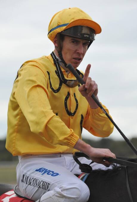 COMEBACK KID: Jockey Joel Maconachie will return to race riding at Murrumbidgee Turf Club in the yellow colours of Griffith trainer Gino D'Altorio when he takes the ride on Devious Fella.