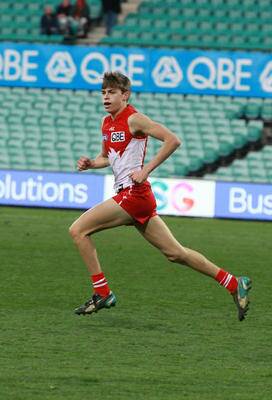 OPPORTUNITY: Wagga teenager Jackson Kelly playing for Sydney Swans' reserve grade on Friday afternoon. 