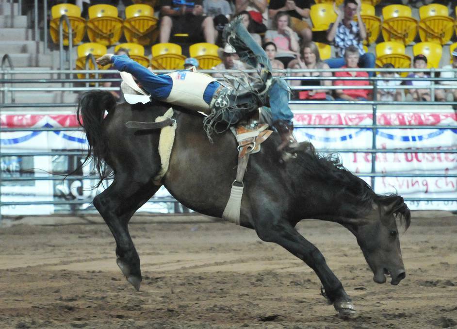 Cody Angland was leading both bareback and saddlebronc after round one. Photo: Geoff O'Neill/Northern Daily Leader