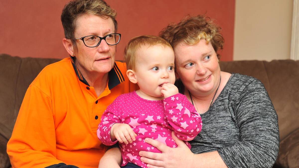 FAMILY COMES FIRST: (From left) Liz Piper, Ruby Peterson and Brooke Peterson will celebrate Mother's Day together tomorrow with four generations of family. 	Picture: Kieren L Tilly