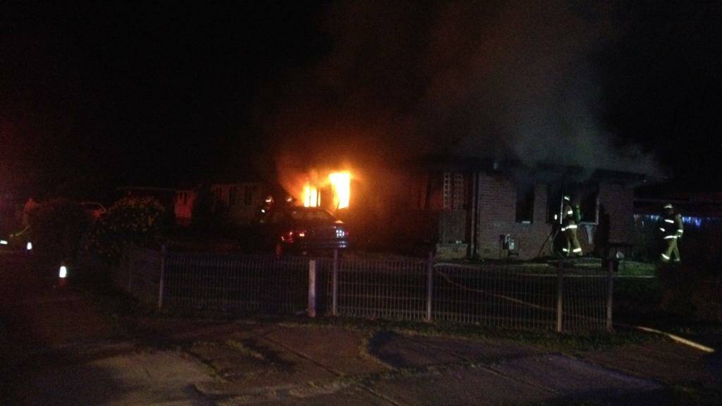 BLAZE: A fire on the corner of Tobruk and Madang streets broke out shortly after 8pm tonight. Picture: Brodie Owen