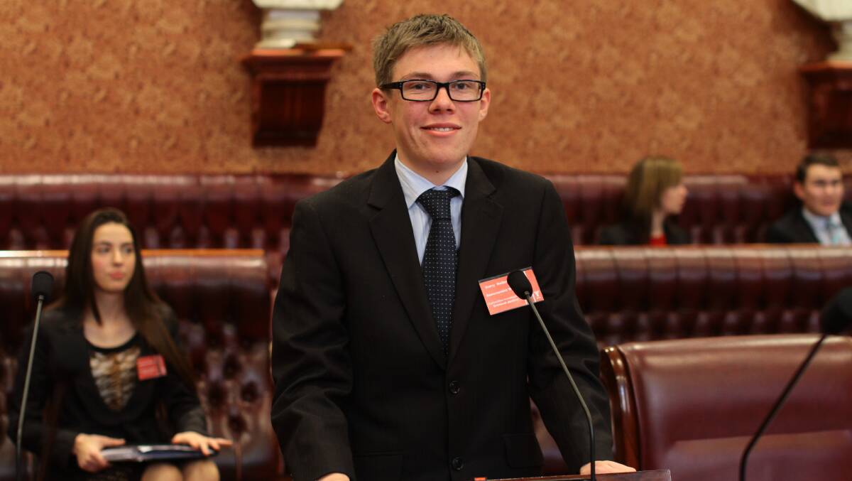 GOING THROUGH THE MOTIONS: Mater Dei student Harry Holbrook says the YMCA youth parliament has opened up windows for young people. Picture: Supplied