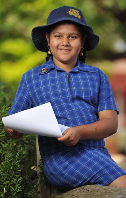 South Wagga Public School year three student Mahek Jain, 9, will meet India's prime minister Shru Narendra Modi after the wrote him a letter on education and a national clean-up day. Picture: Michael Frogley