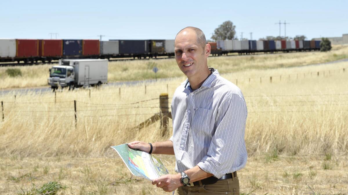 FULL STEAM AHEAD: Wagga City Council's director of commercial and economic development Dr Peter Adams details the development of the new Riverina Intermodal Freight and Logistics (RiFL) Hub Picture: Les Smith