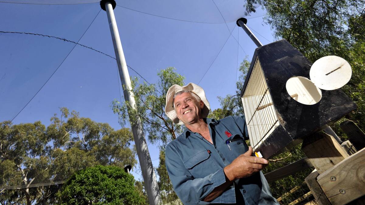 Wagga City Council horticulture supervisor Mick Cave releases birds at the renovated Wagga Botanic Gardens zoo. Picture: Les Smith