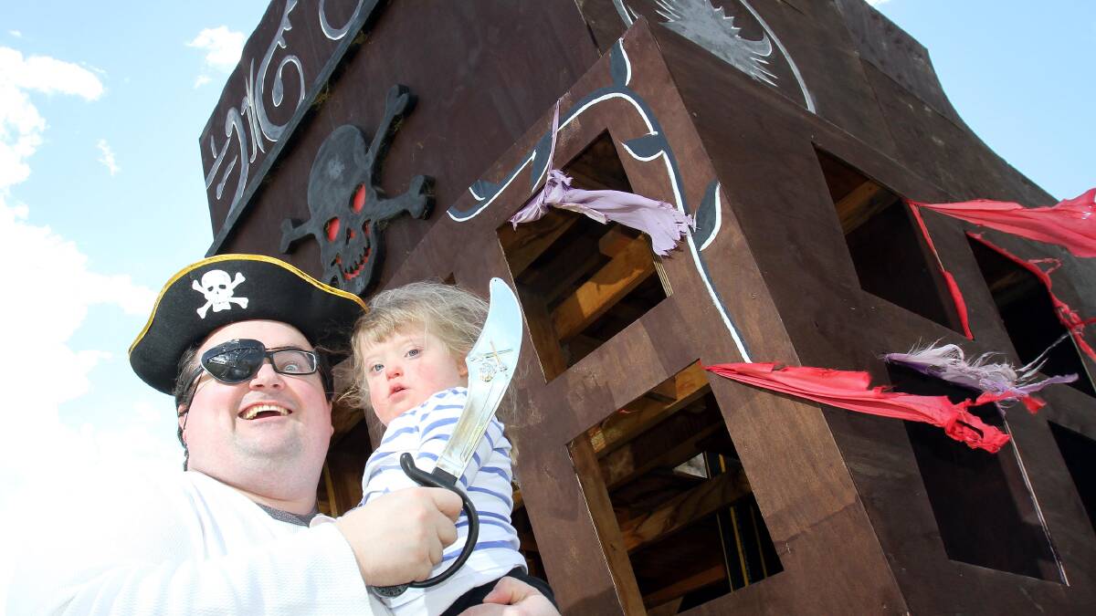AHOY THERE: Jamie Way and his daughter Sophie Way, 3, "arrr" pretty excited for Talk Like a Pirate Day. Picture: Kieren L Tilly