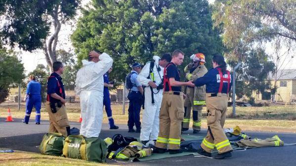 Fire and Rescue NSW and Hazmat crews are on scene at a factory in Cootamundra. Picture: Cootamundra Herald via Twitter