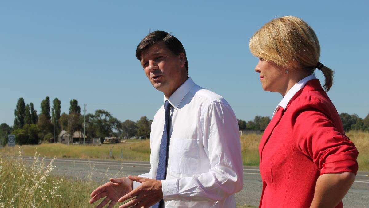 Federal member for Hume Angus Taylor and state member for Burrinjuck Katrina Hodgkinson making an announcement about the Barton Highway in December.