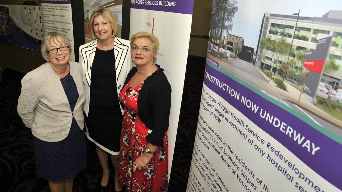 Murrumbidgee Local Health District chairwoman Gayle Murphy, chief executive Jill Ludford and NSW Mental Health Deputy Commissioner Fay Jackson at the health district's annual public meeting on Wednesday. Picture: Les Smith