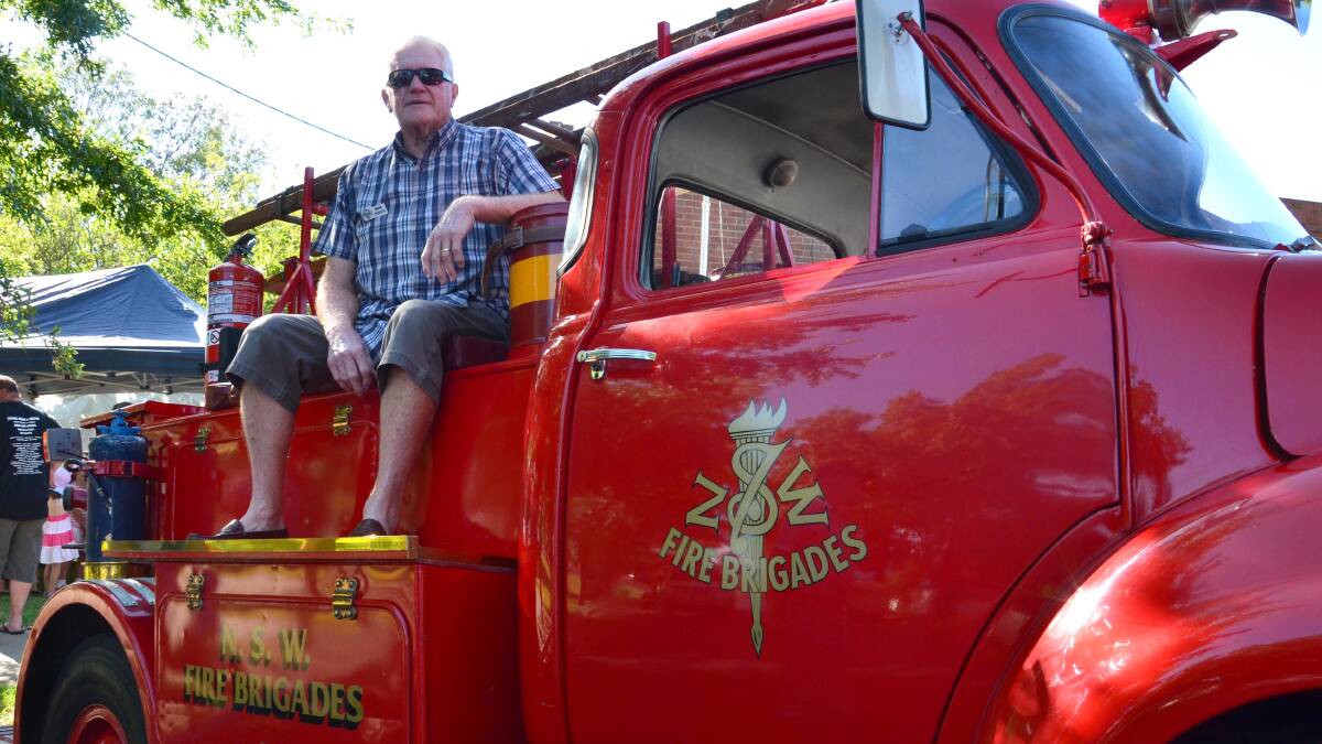 Brian Morgan from Cootamundra with his 1957 Bedford J1 Fire Appliance. Picture: Declan Rurenga
