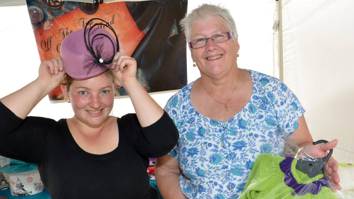 Rhythm 'n' Rail Festival Market vendors Megan Callow and Jackie Starr show off their wares. Picture: Declan Rurenga