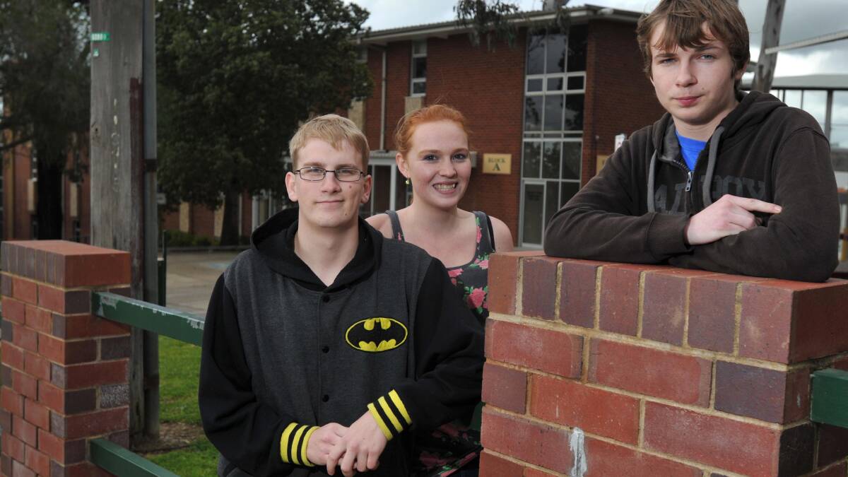 Brendan Perrott, Krystal Davis and Joshua Lancaster, who are studying their HSC at TAFE Riverina, say they're happy with the tuition on offer. Picture: Michael Frogley
