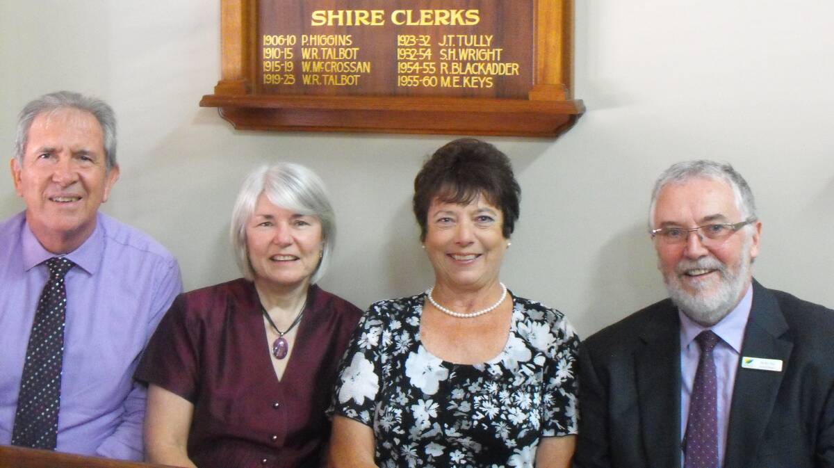 NEW TO TOWN: Judy Charlton (second from left) has been selected as Narrandera Shire Council's new general manager. The appointment was great news for  from left consultant Stephen Blackadder, Mayor Jenny Clarke and outgoing general manager Ray Pluis. 