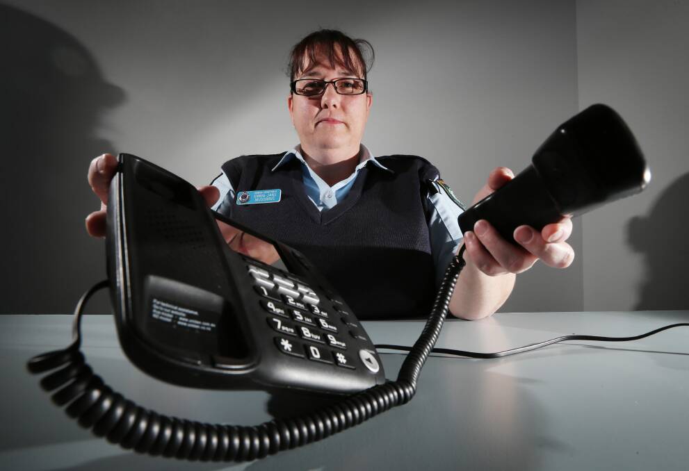Senior Constable Emma-Jane Musgrave is warning the public to be wary of phone scammers. Picture: JOHN RUSSELL